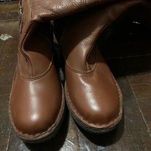 Women’s Brown Tall Wedge Leather Boots